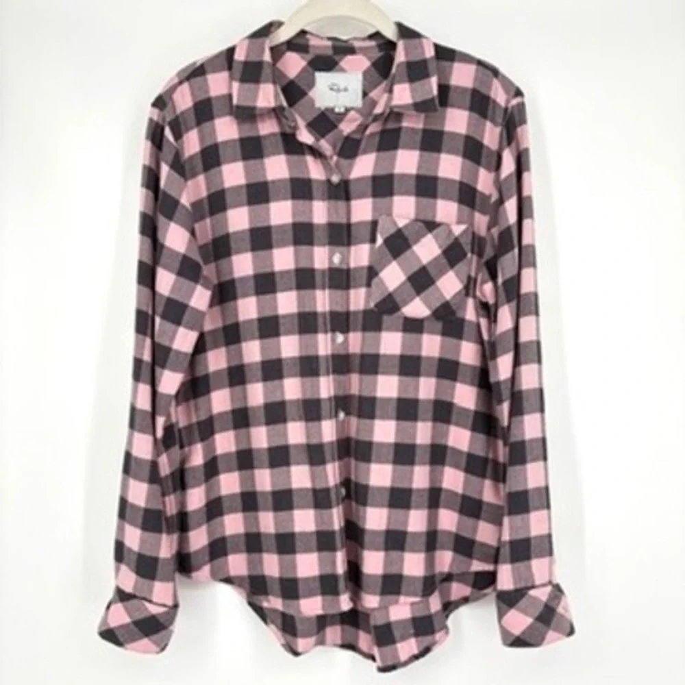 Rails‎ Milo Button Down Shirt Pink Charcoal Bubblegum Buffalo Check Plaid Size S